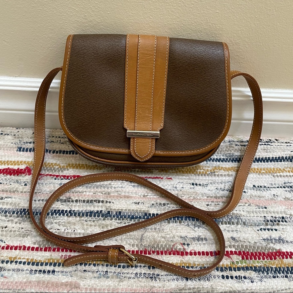 LANCEL PARIS | Vintage Leather/Canvas Sling Bag